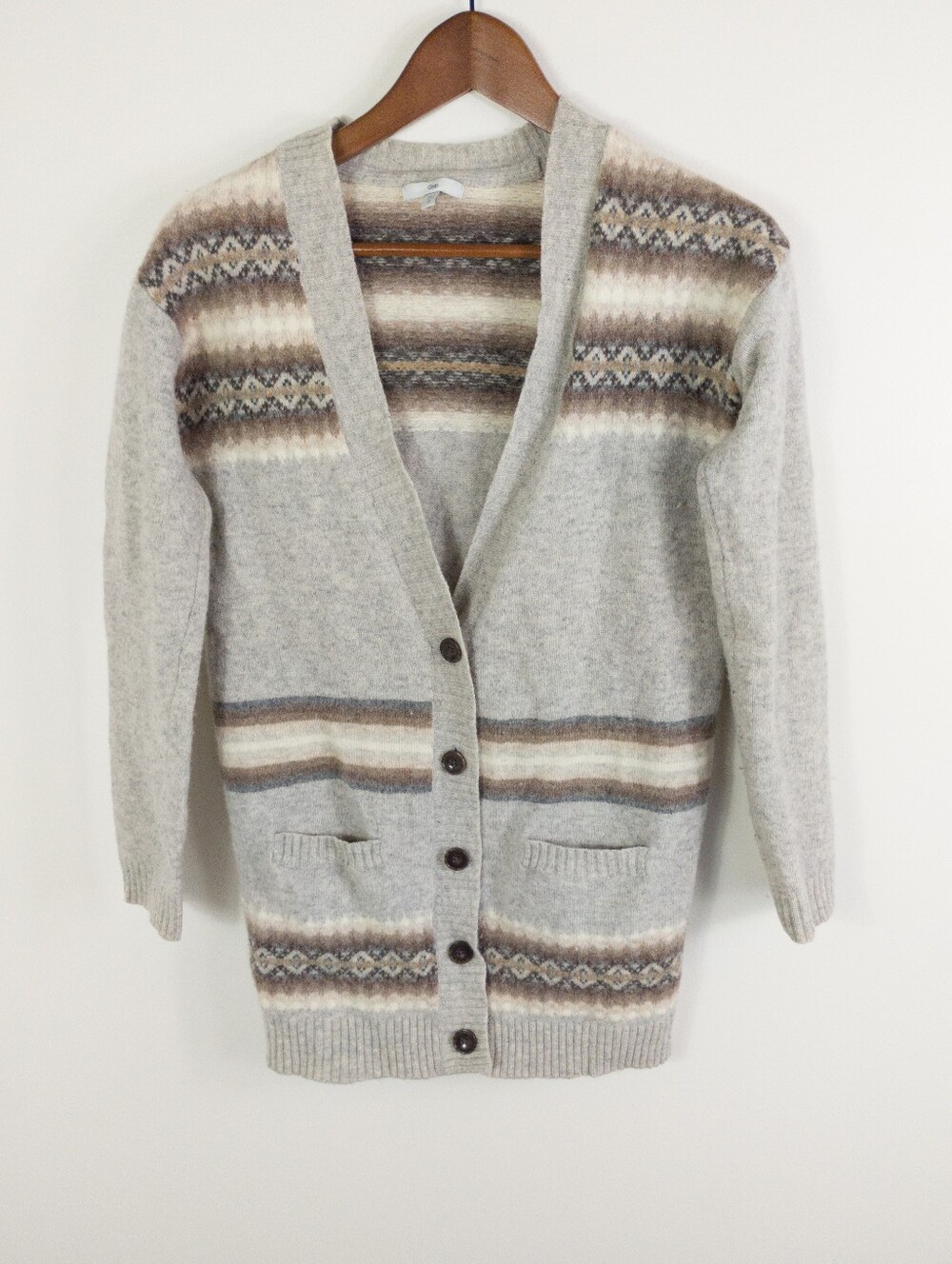 GAP Lambswool Blend Fair Isle Cardigan Size Small